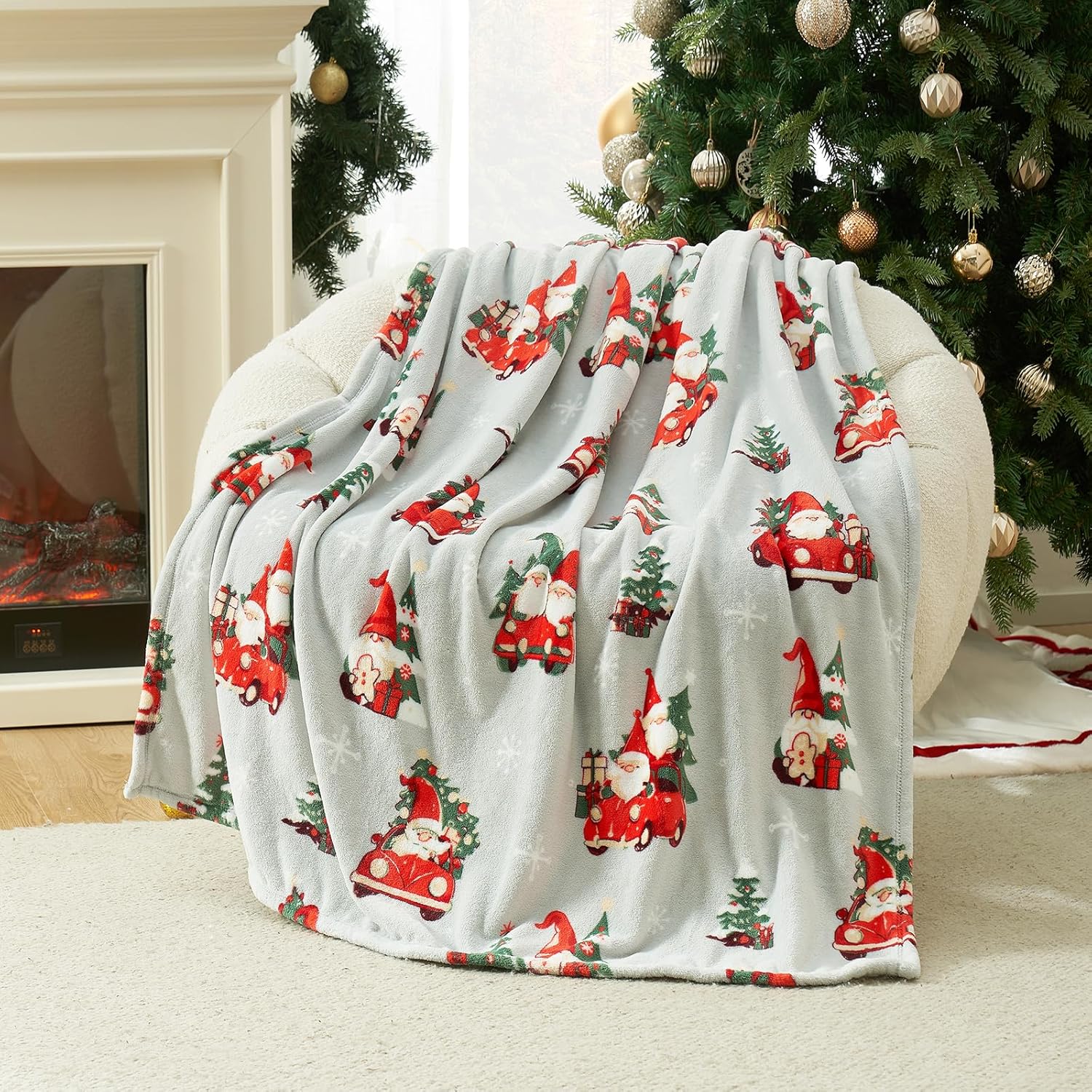 Beige Throw Pillow — 50" — Gnome in Truck