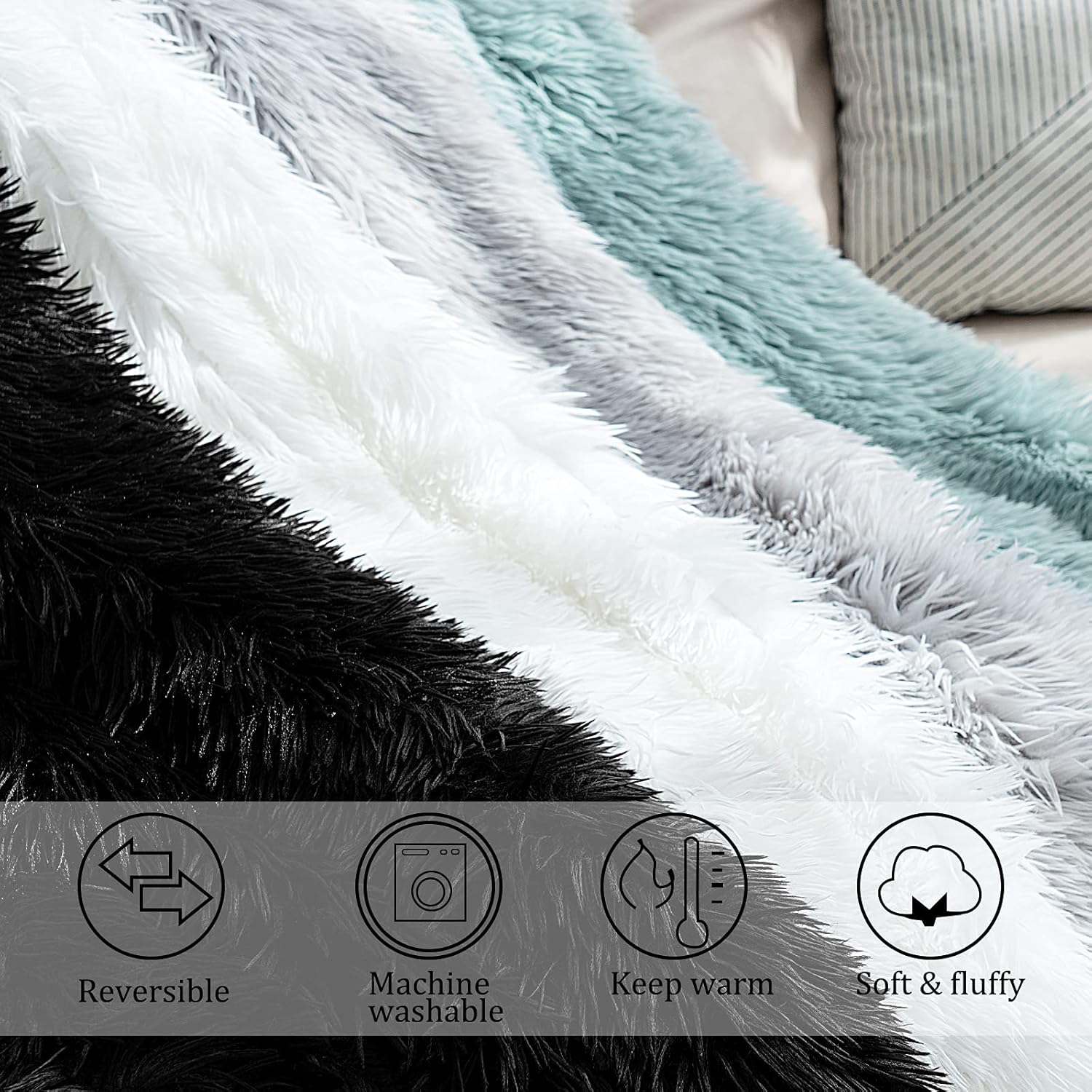 Luxe Black Throw Pillow — 2.8" - View 7