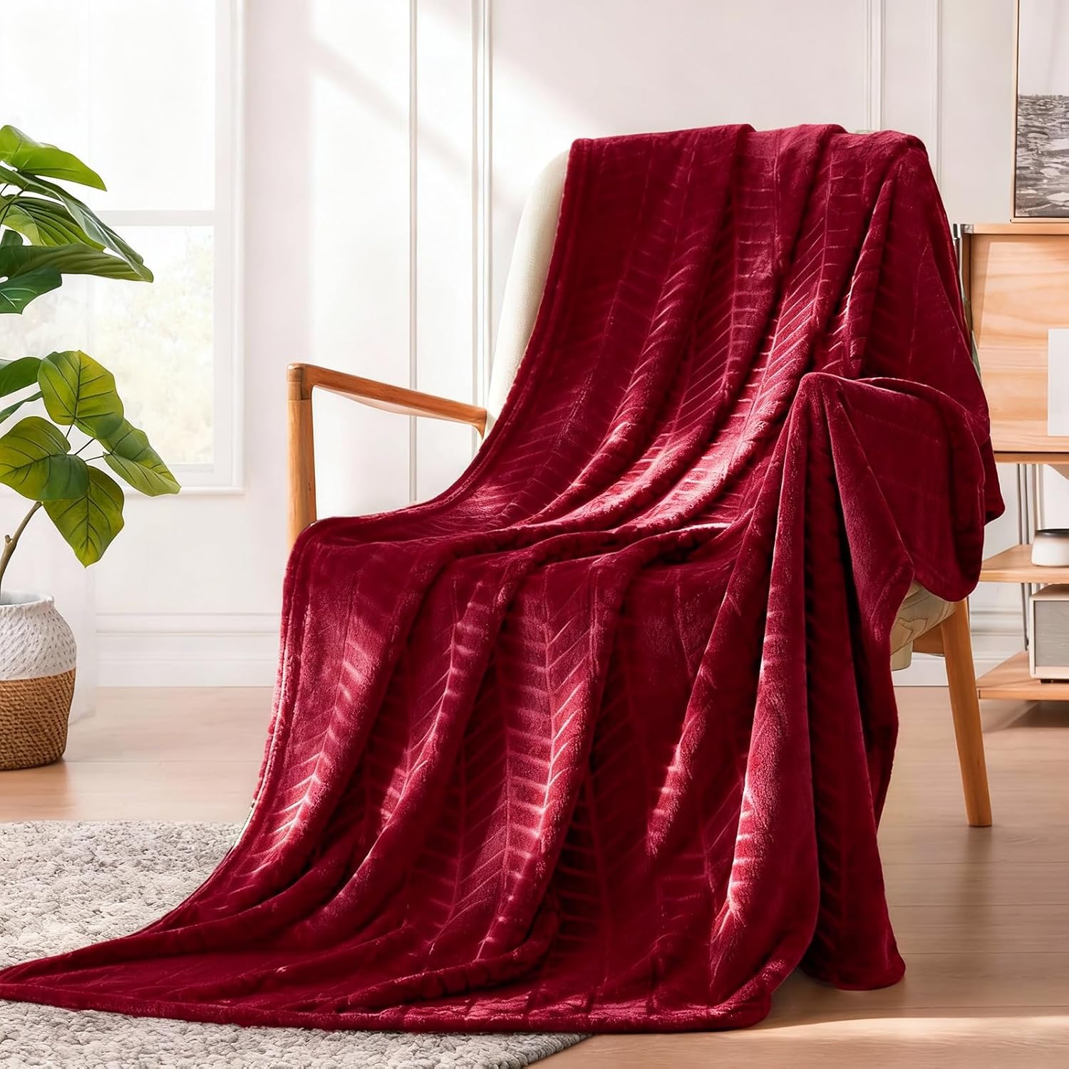 Brown Throw Pillow — 50" — Chevron-burgundy