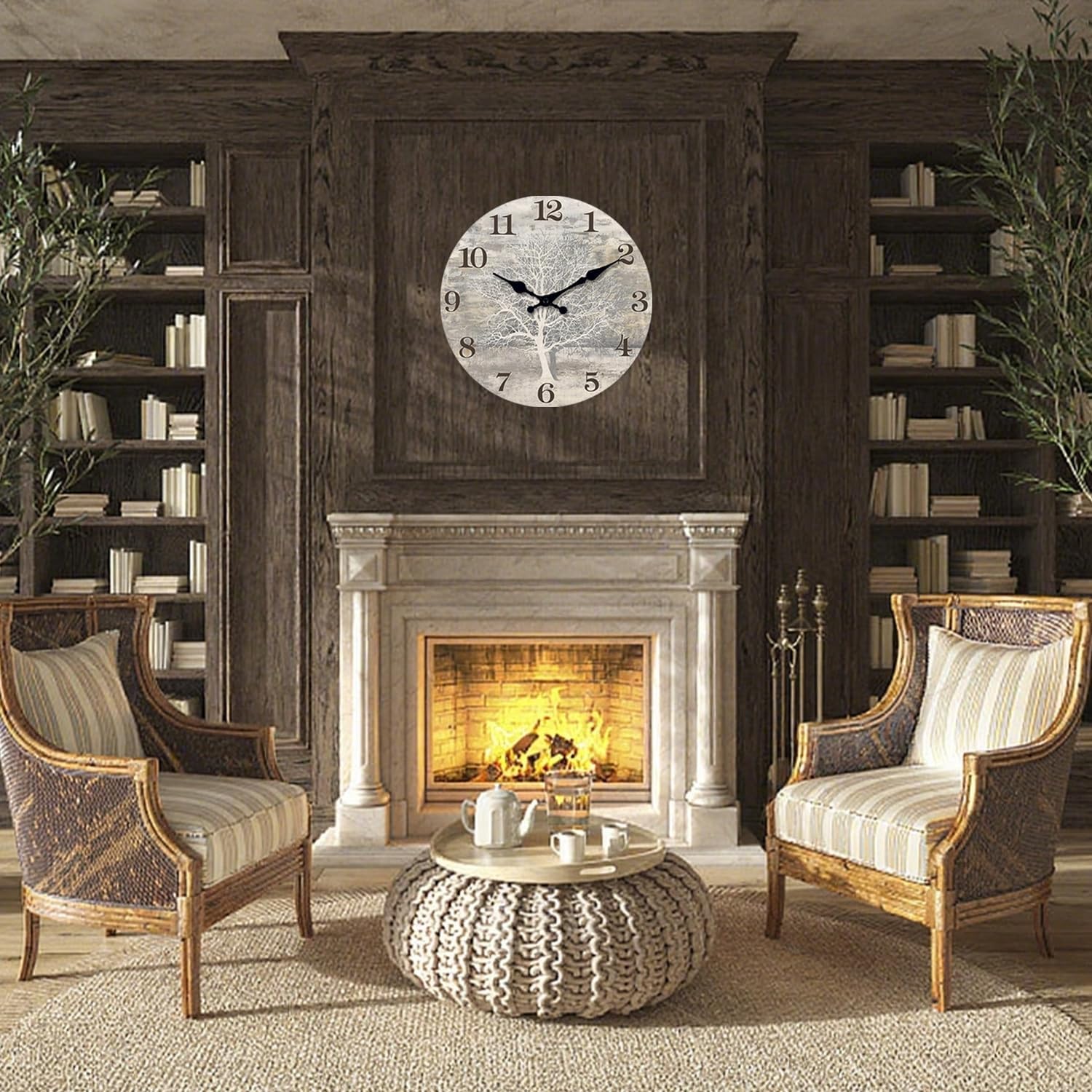 Battery Operated Farmhouse Beige Wall Clock — 16" - View 4