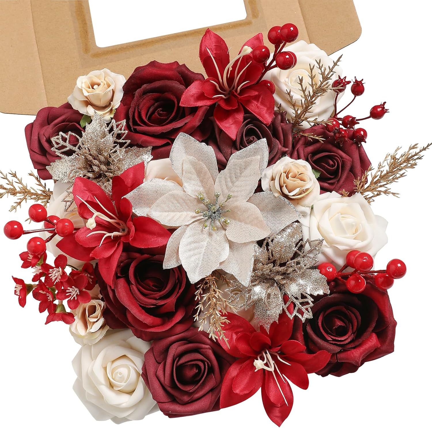 Blue Artificial Flowers — Chrismas Red
