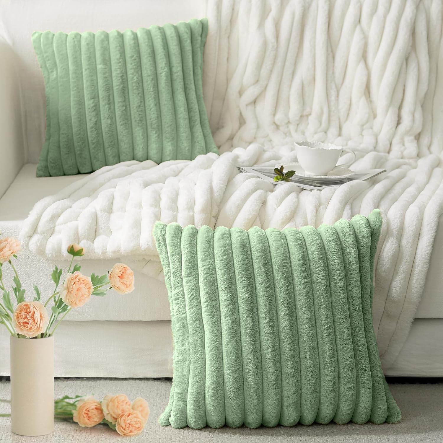 Modern Beige Throw Pillow Cover — 18" - View 9