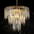 Round Luxe Black Chandelier — 12-Light — Gold-Green