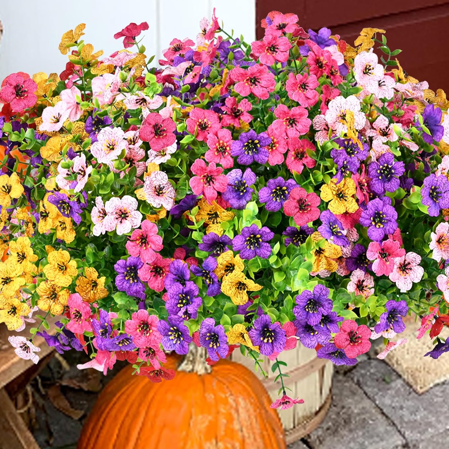 Orange Faux Plant — Yellow Purple Rosy Pink