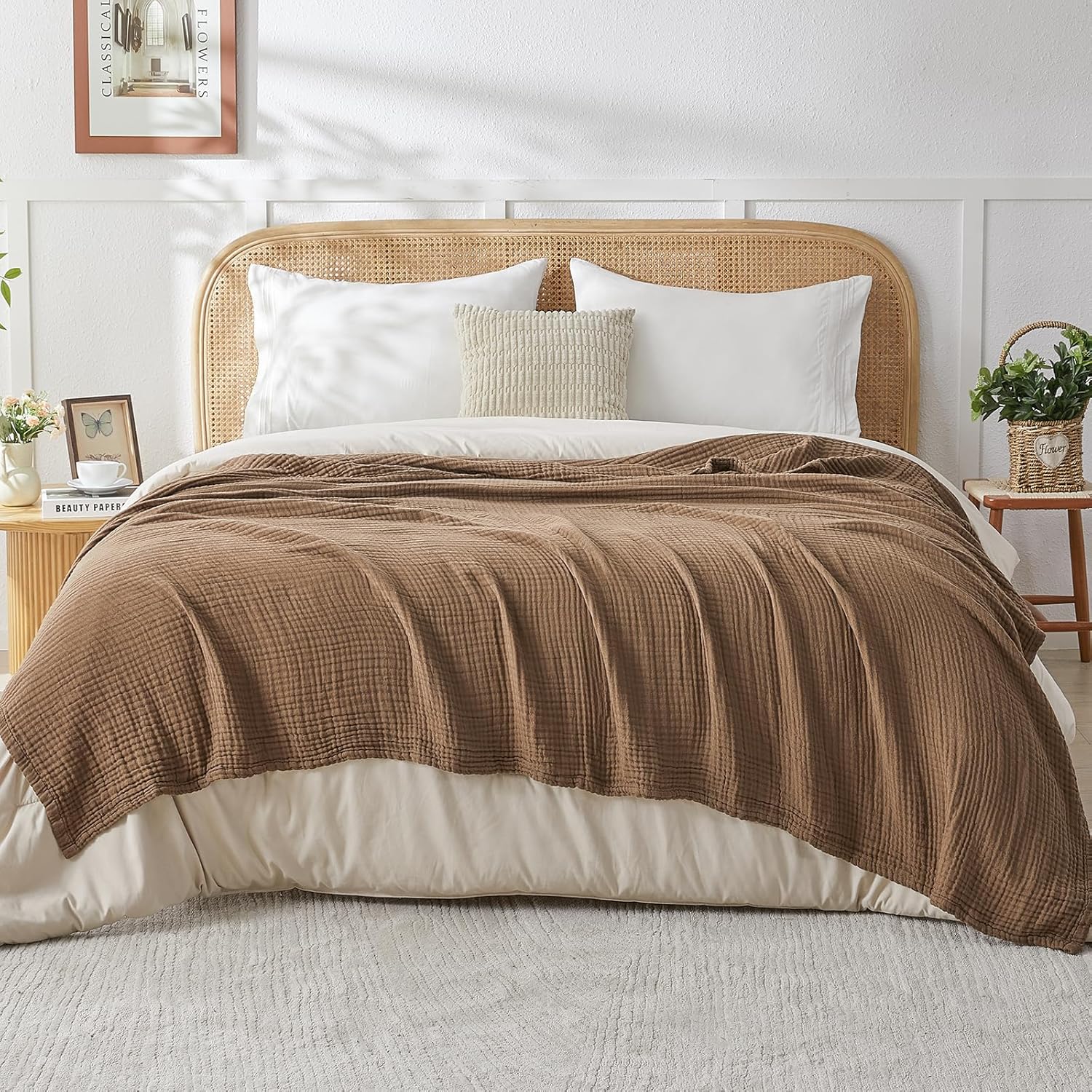 Beige Throw Pillow — 50" — Queen (90" x 90")