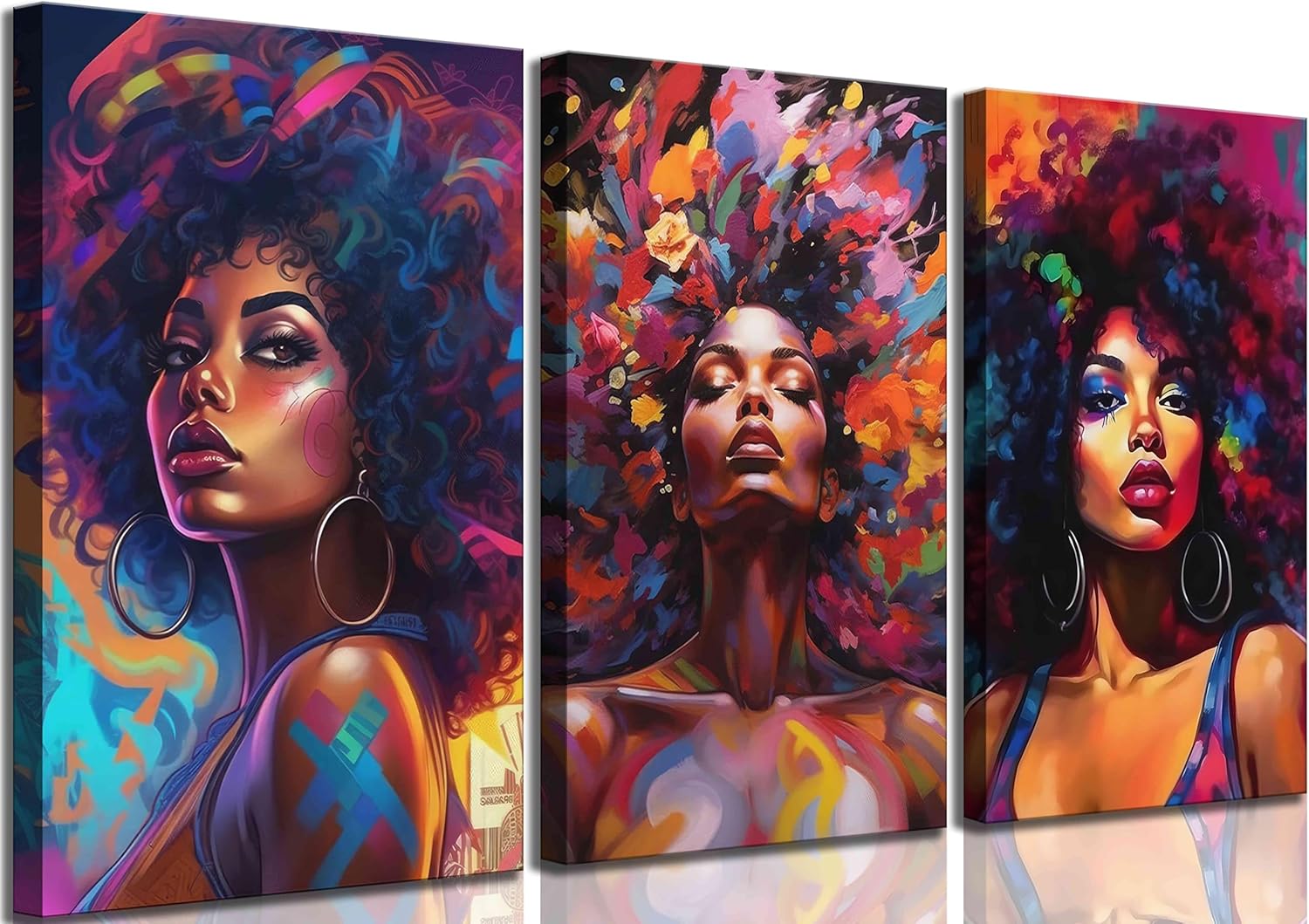 Modern Black Canvas Wall Art — 16x24 — Black Girl-canvas