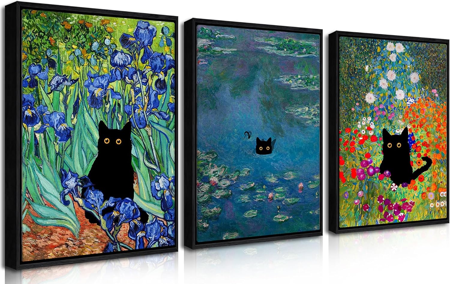 Framed Black Canvas Wall Art — 12x16 — Black Floating Framed 16x24 in