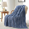 Knit Beige Throw Pillow — 50" — Heather Navy