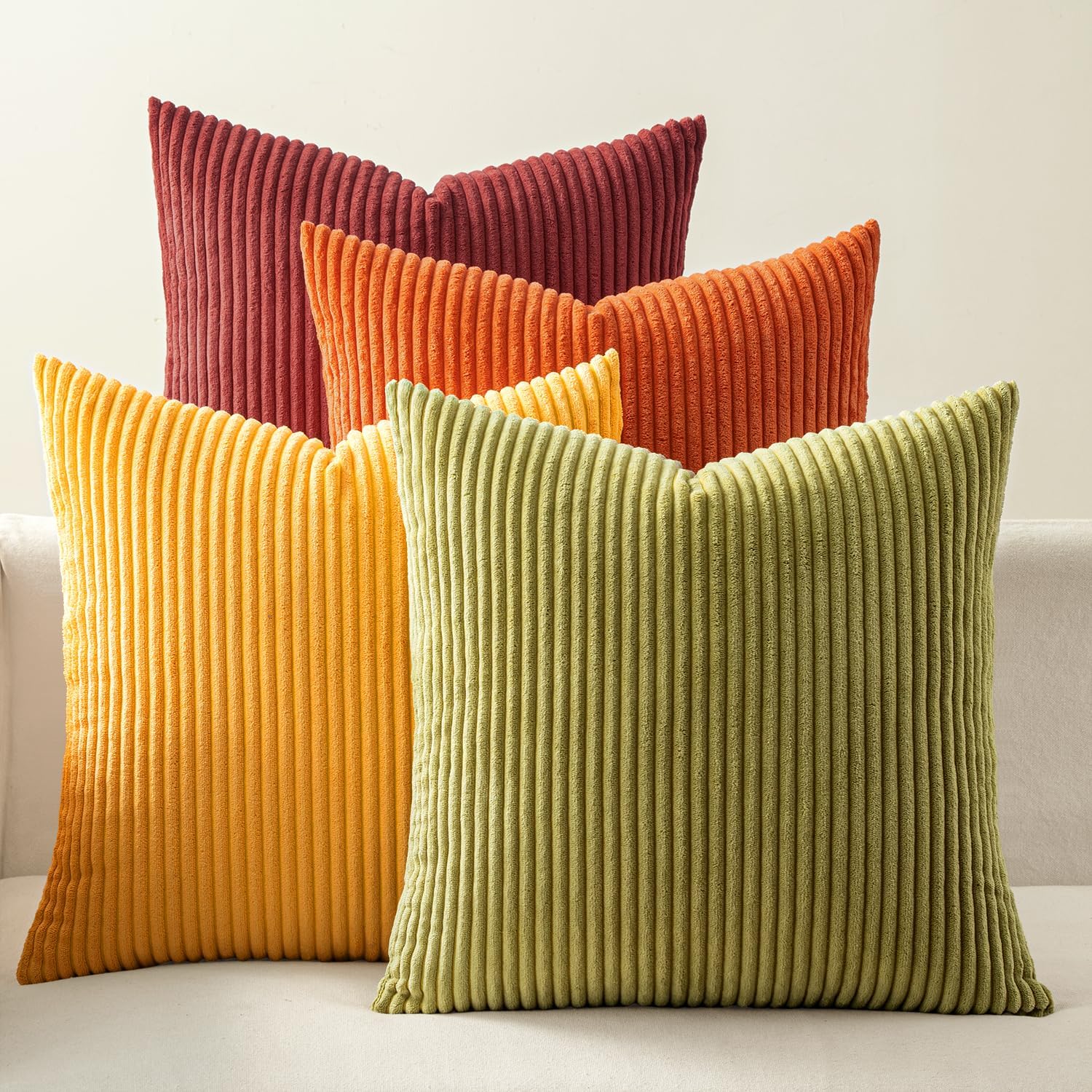 Boho Beige Throw Pillow Cover — 18" — Burnt Orange