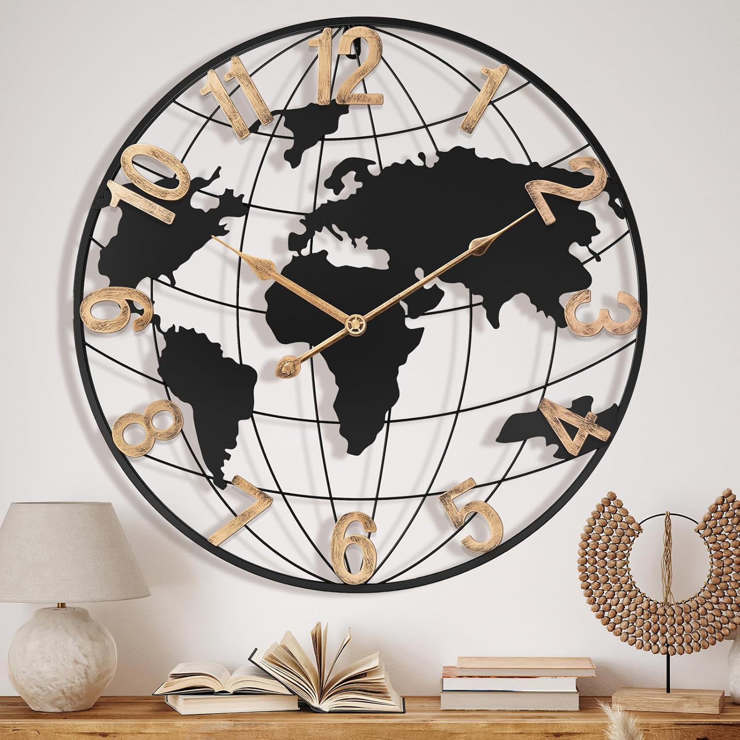 Oversized Luxe Black Wall Clock — 30" — Black Arabic
