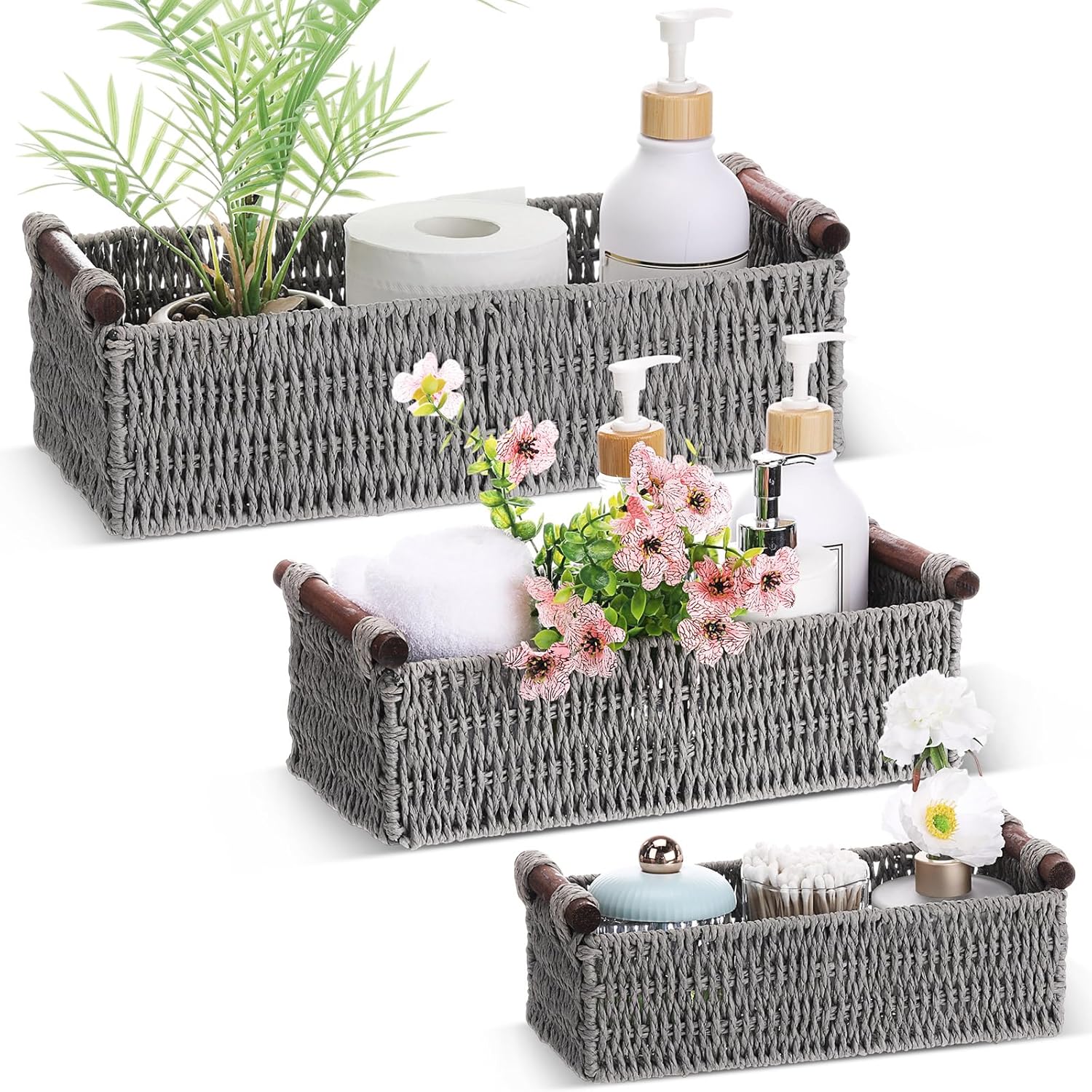Boho Beige Basket — Grey