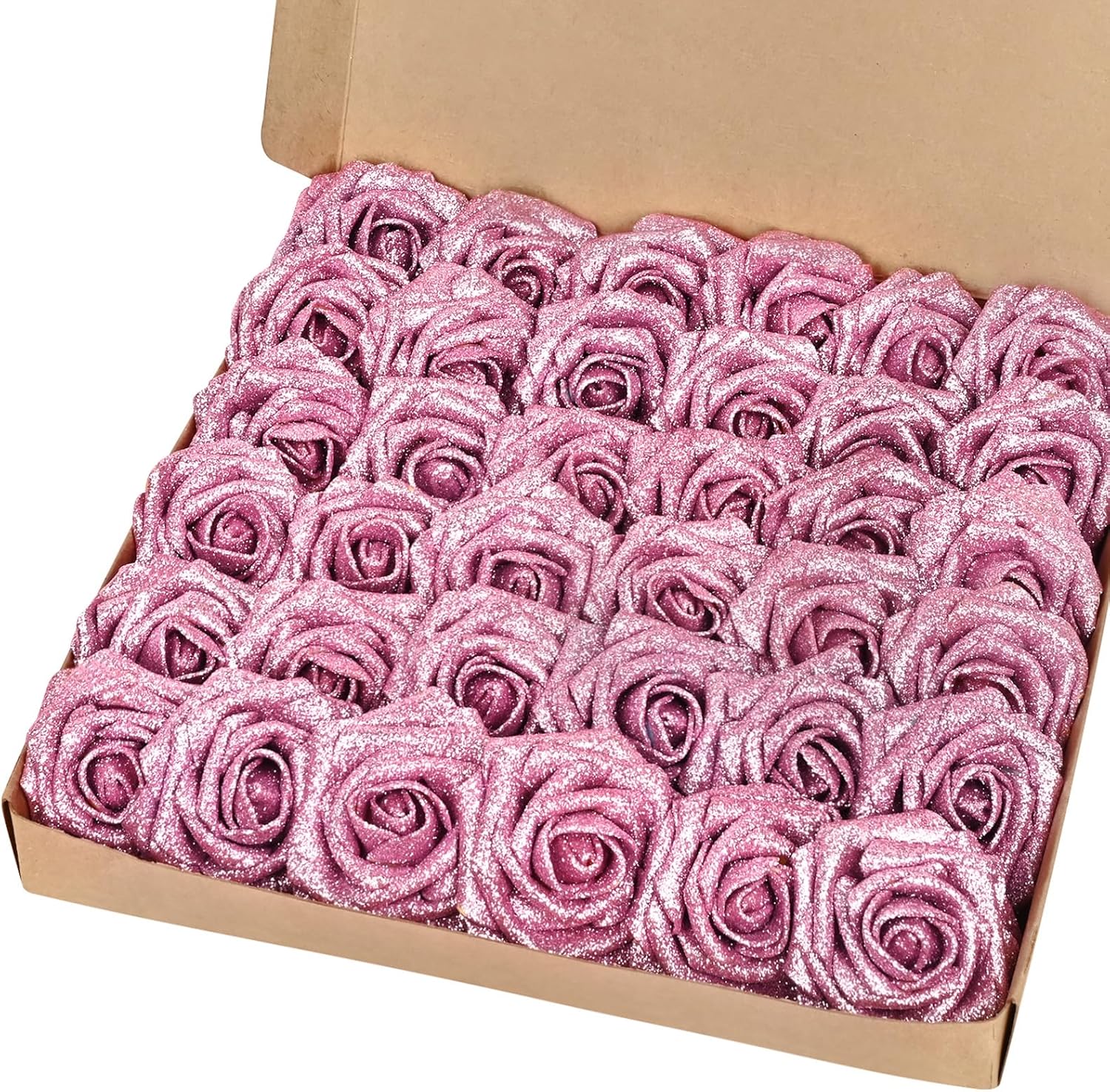 Black Artificial Flowers — Pink Glitter