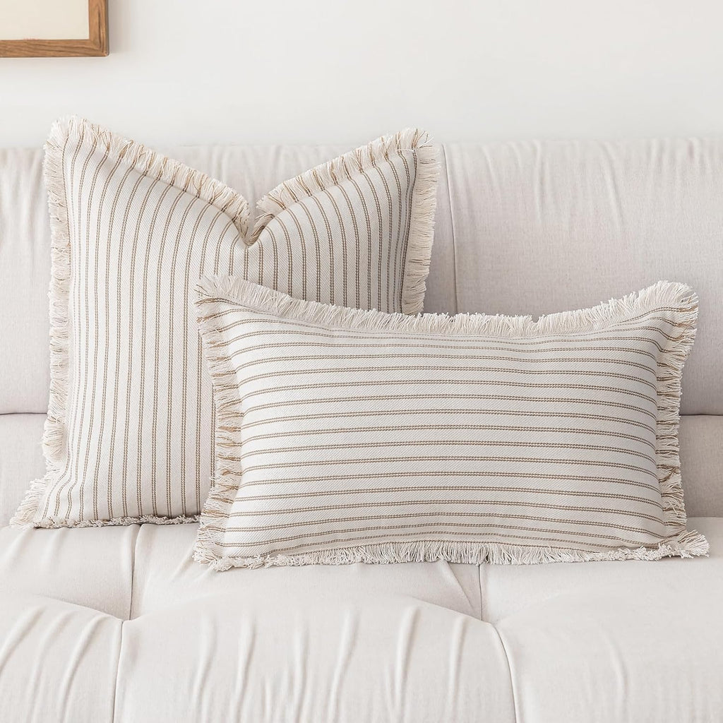 Boho Beige Throw Pillow Cover — 18" - View 2