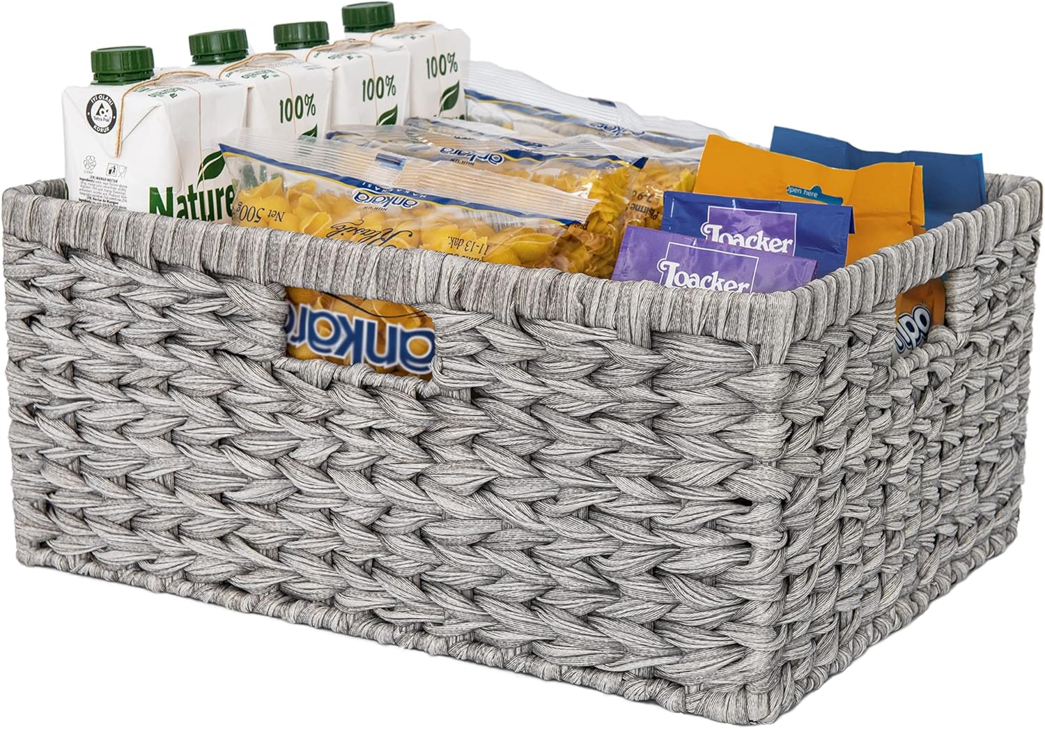 Boho Beige Woven Basket — 13" — 16 ½"L x 13"W x 7 ½"H