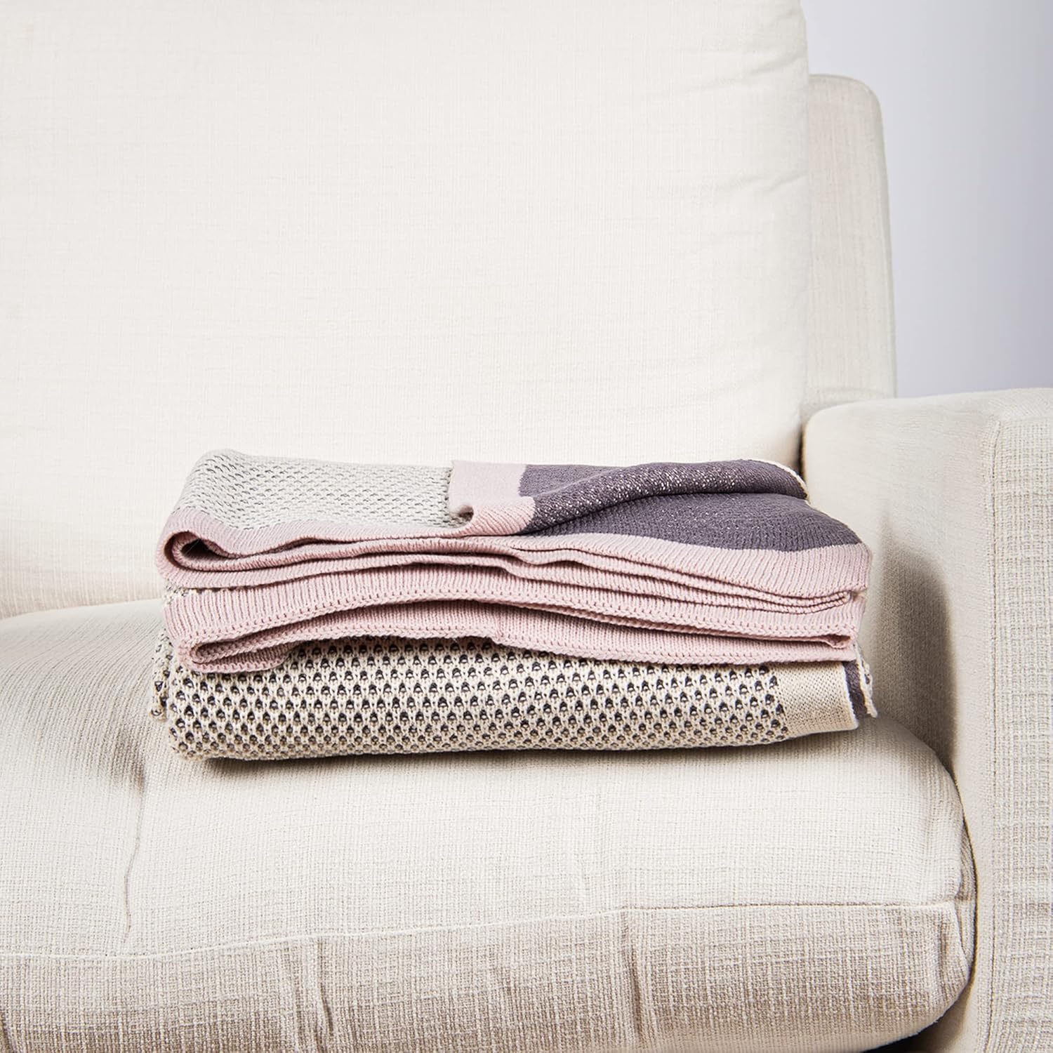 Knit Blue Throw Pillow — 50" — H_pink