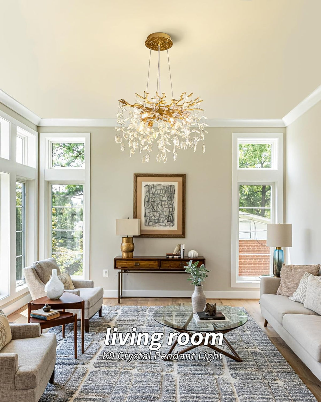 Round Luxe Black Chandelier — 6-Light - View 5