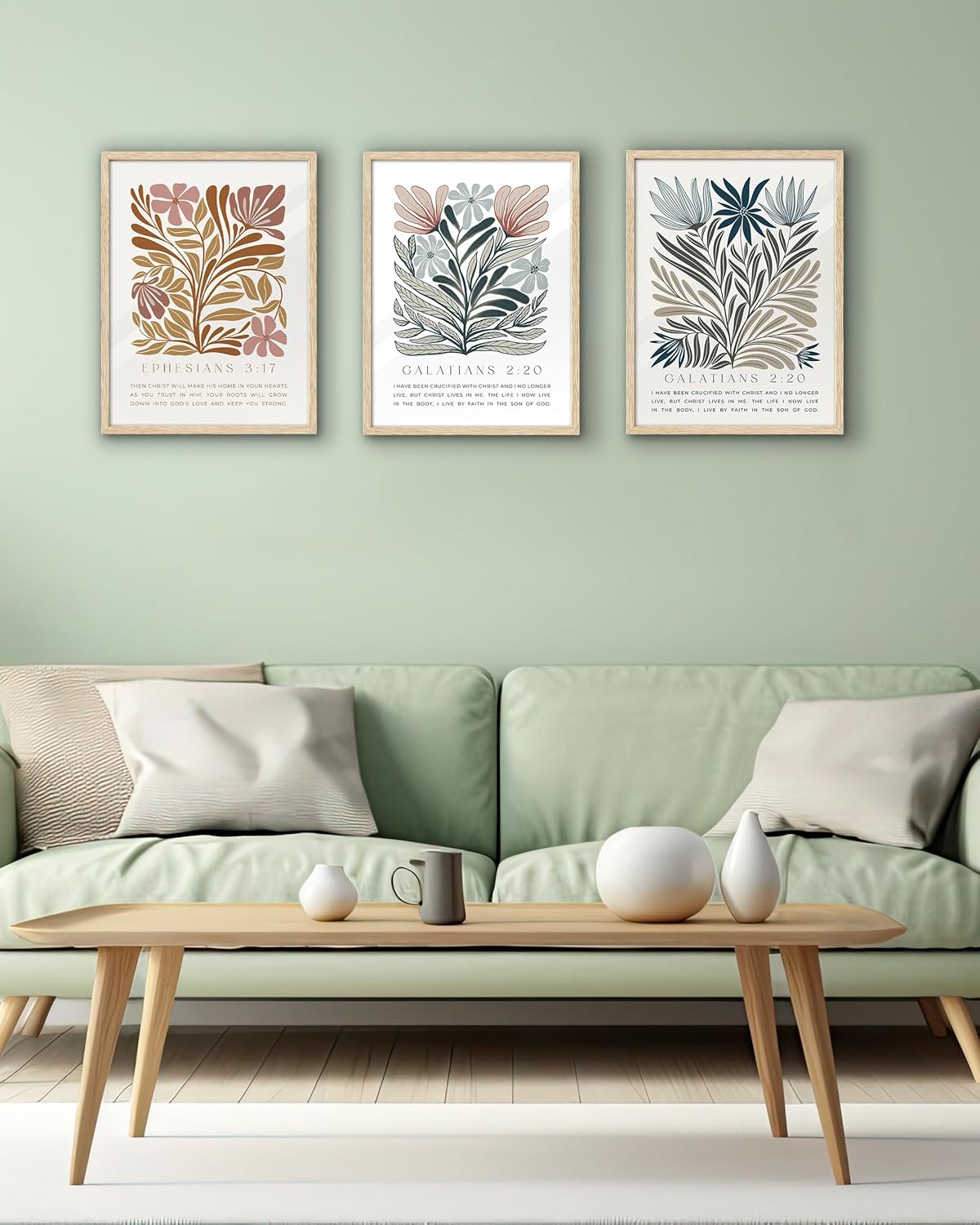 Framed Boho Blue Canvas Wall Art — 16" - View 6