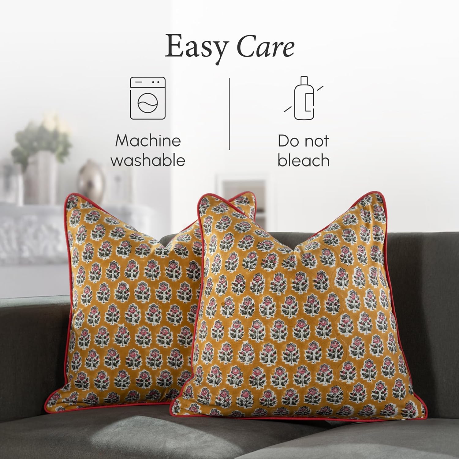 Boho Blue Throw Pillow Cover — 20" - View 8