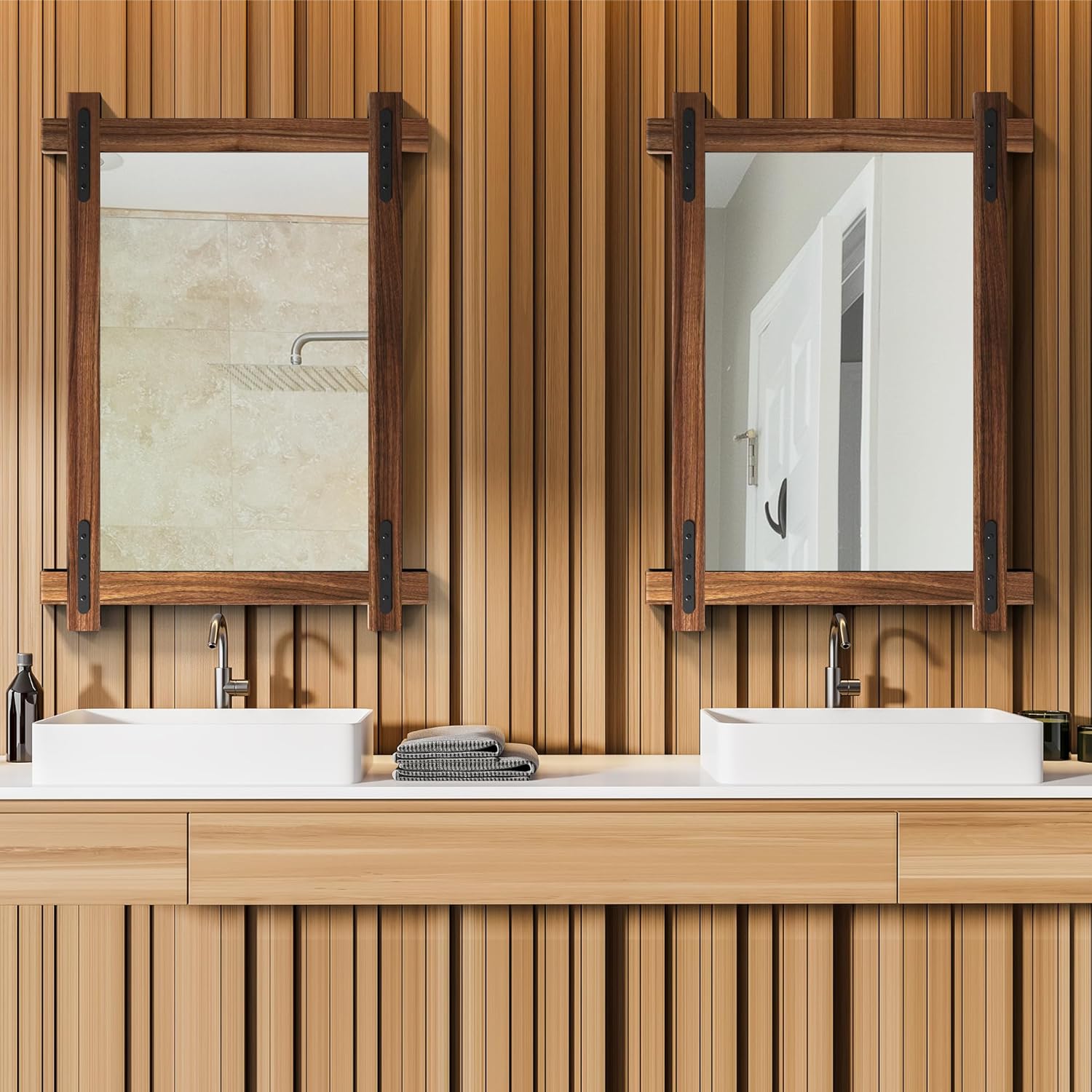 Round Farmhouse Black Wall Mirror — 32" - View 4