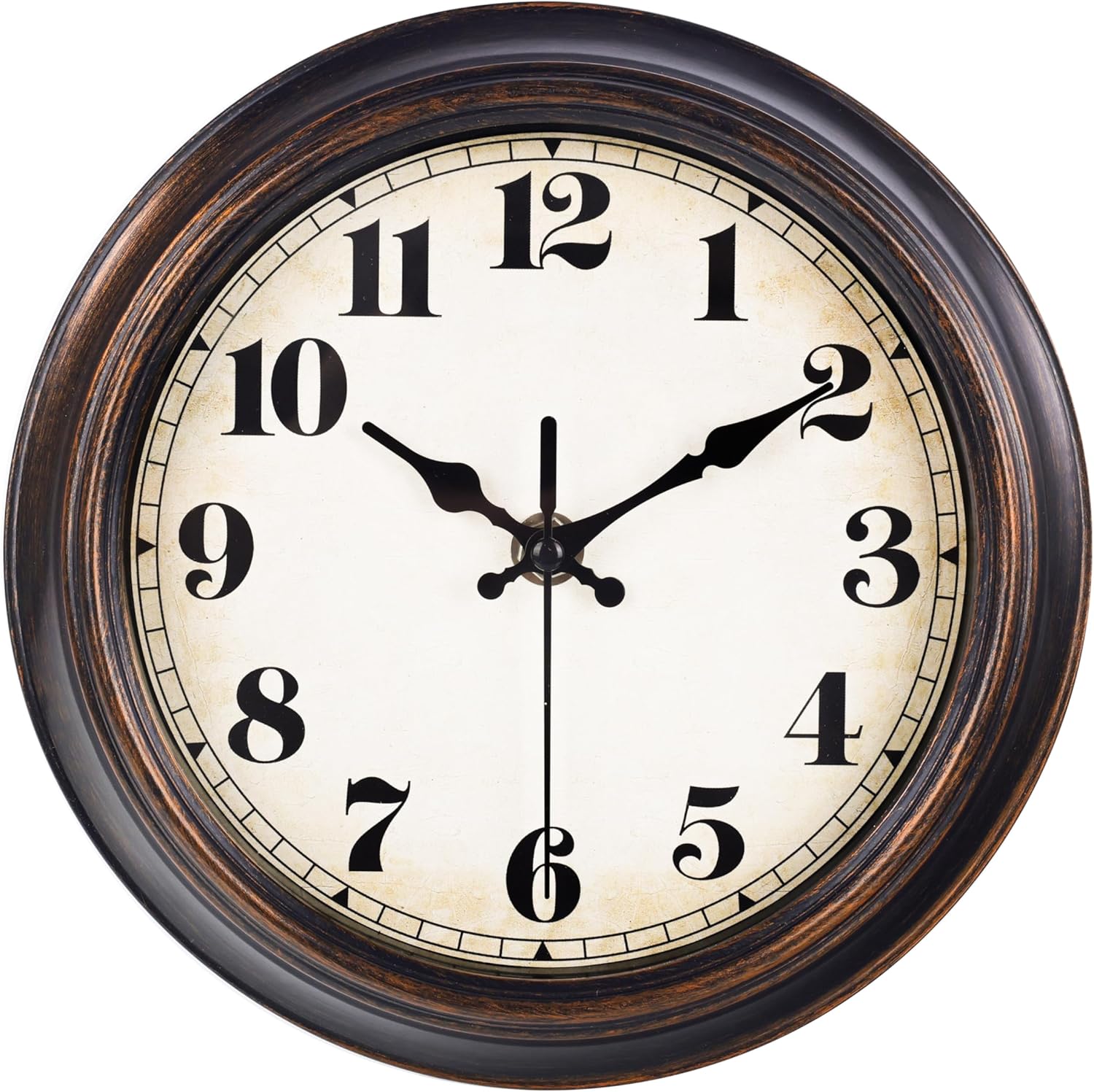 Battery Operated Gold Wall Clock — 12" — 8'' Bronze