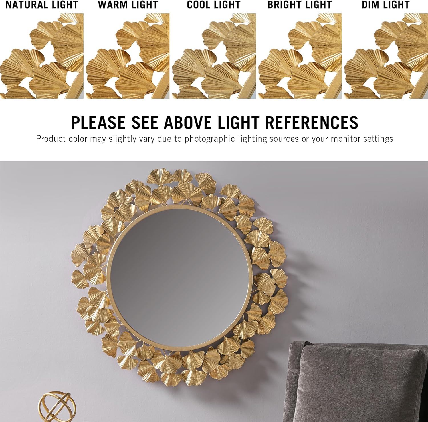 Round Luxe Gold Wall Mirror — 30.5" - View 4