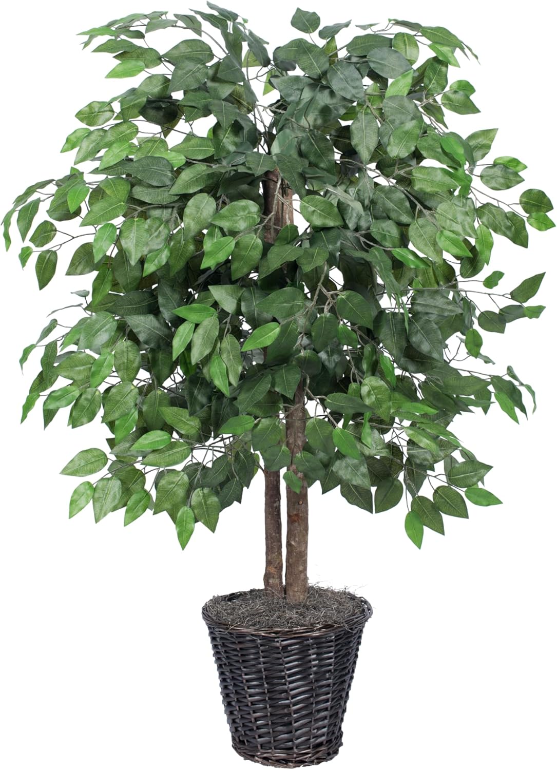 Rattan Faux Plant — 5" — Round Wicker Pot