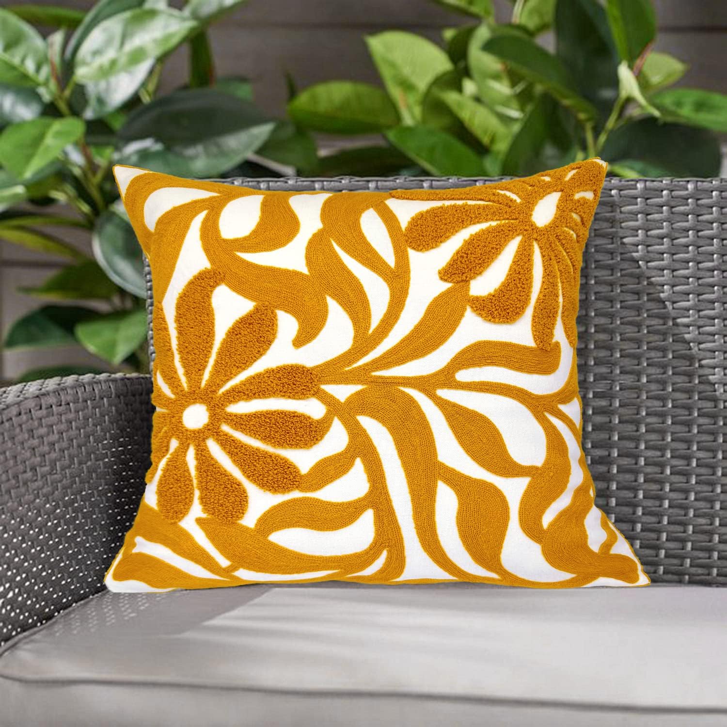 Tufted Boho Beige Throw Pillow Cover — 18" - View 2
