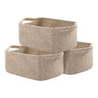 Boho Black Woven Basket — Set of 3