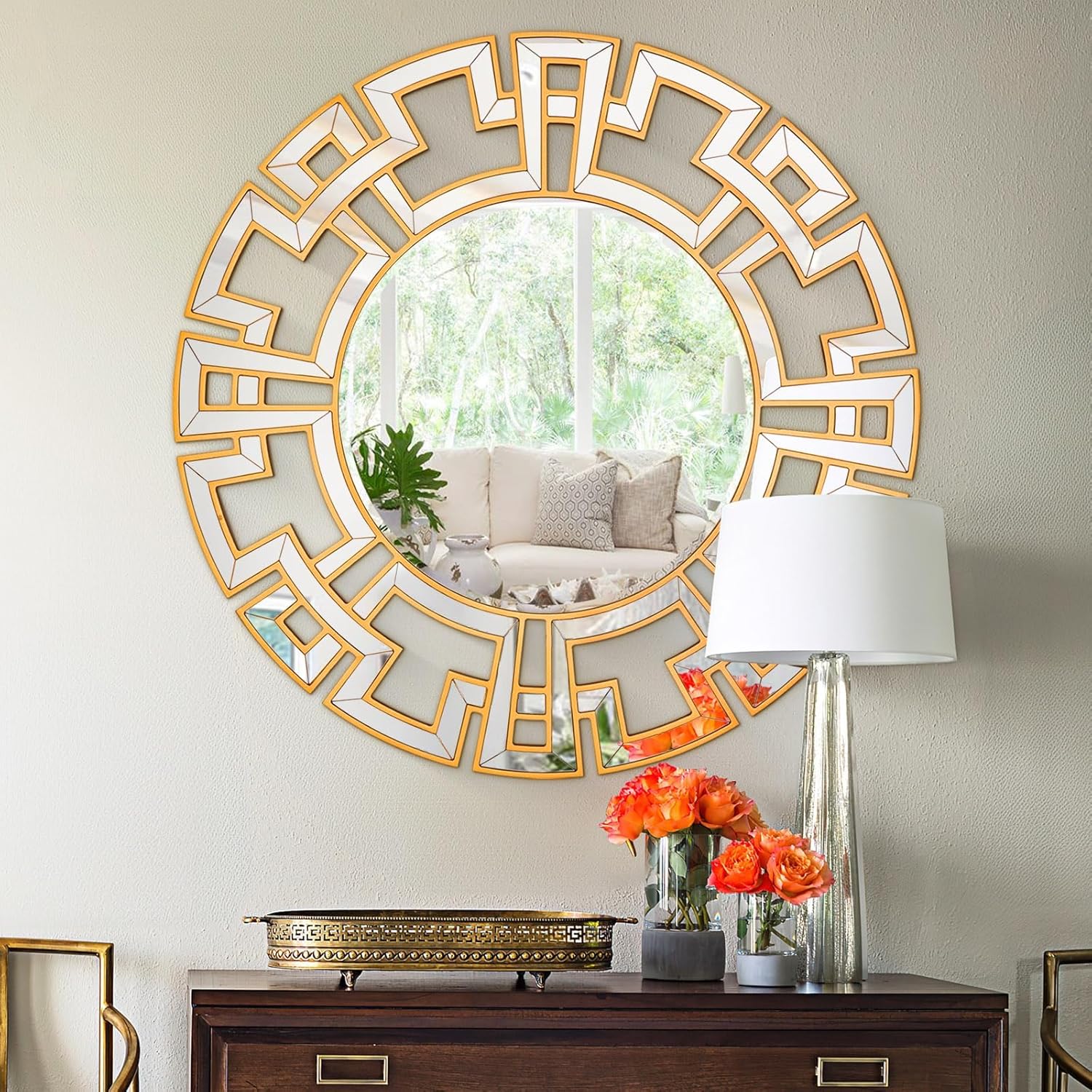 Beveled Luxe Black Wall Mirror — 32" — Gold