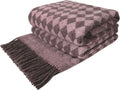 Scandinavian Brown Throw Pillow — 55x79 — Soft Pink With Brown Scandinavian Rhombus
