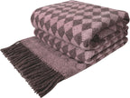 Scandinavian Brown Throw Pillow — 55x79 — Soft Pink With Brown Scandinavian Rhombus
