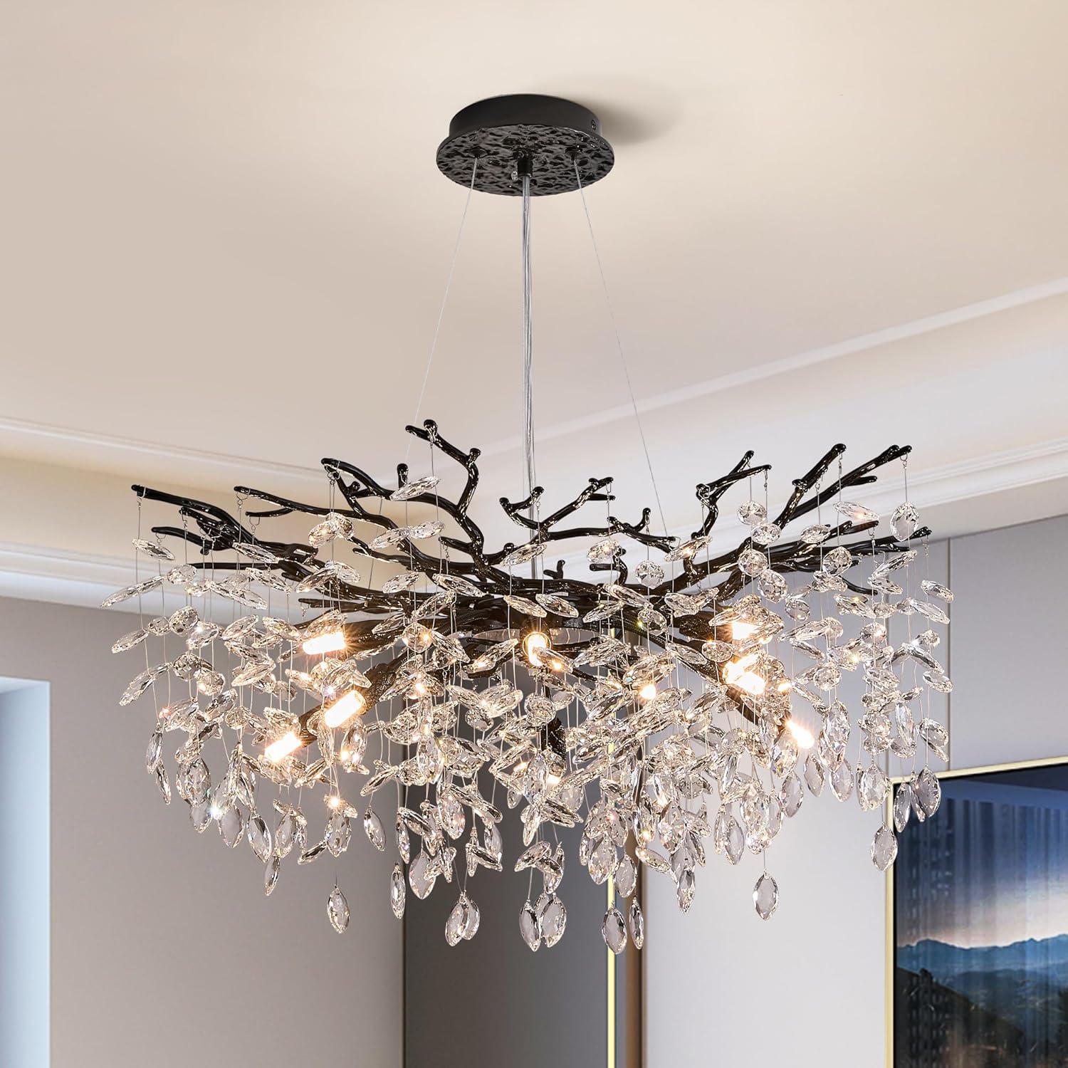 Round Luxe Black Chandelier — 6-Light — 30" Round