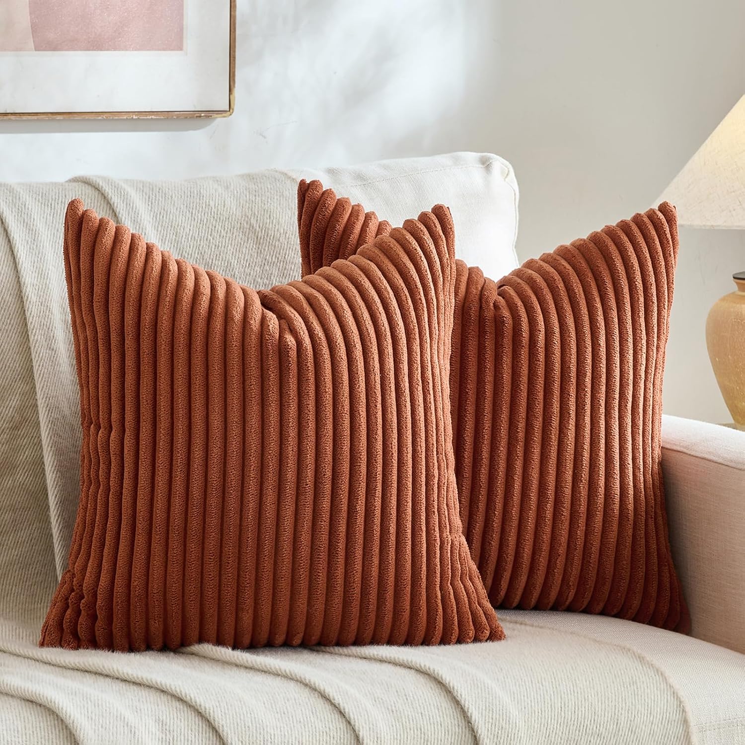 Boho Beige Throw Pillow Cover — 18" — 16" x 16" (Pack of 2)