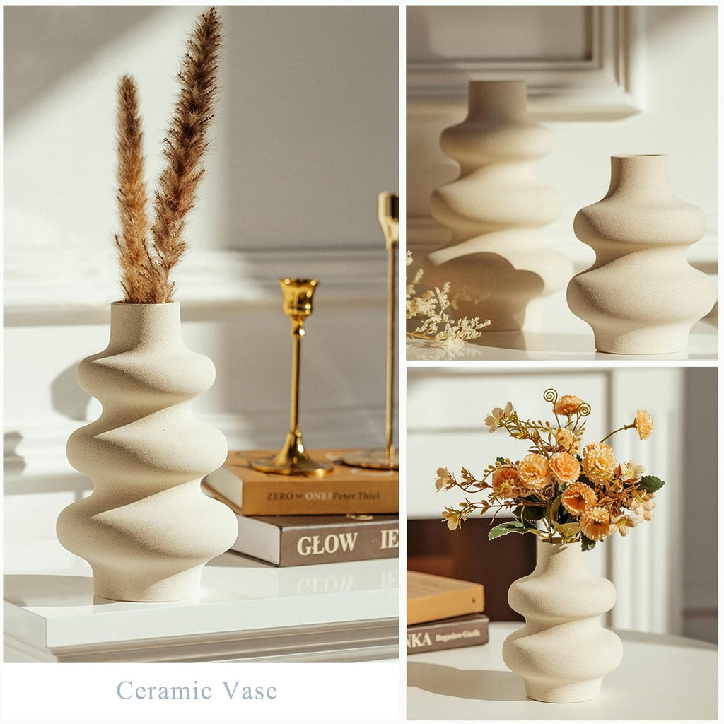 Round Boho White Flower Vase - View 2