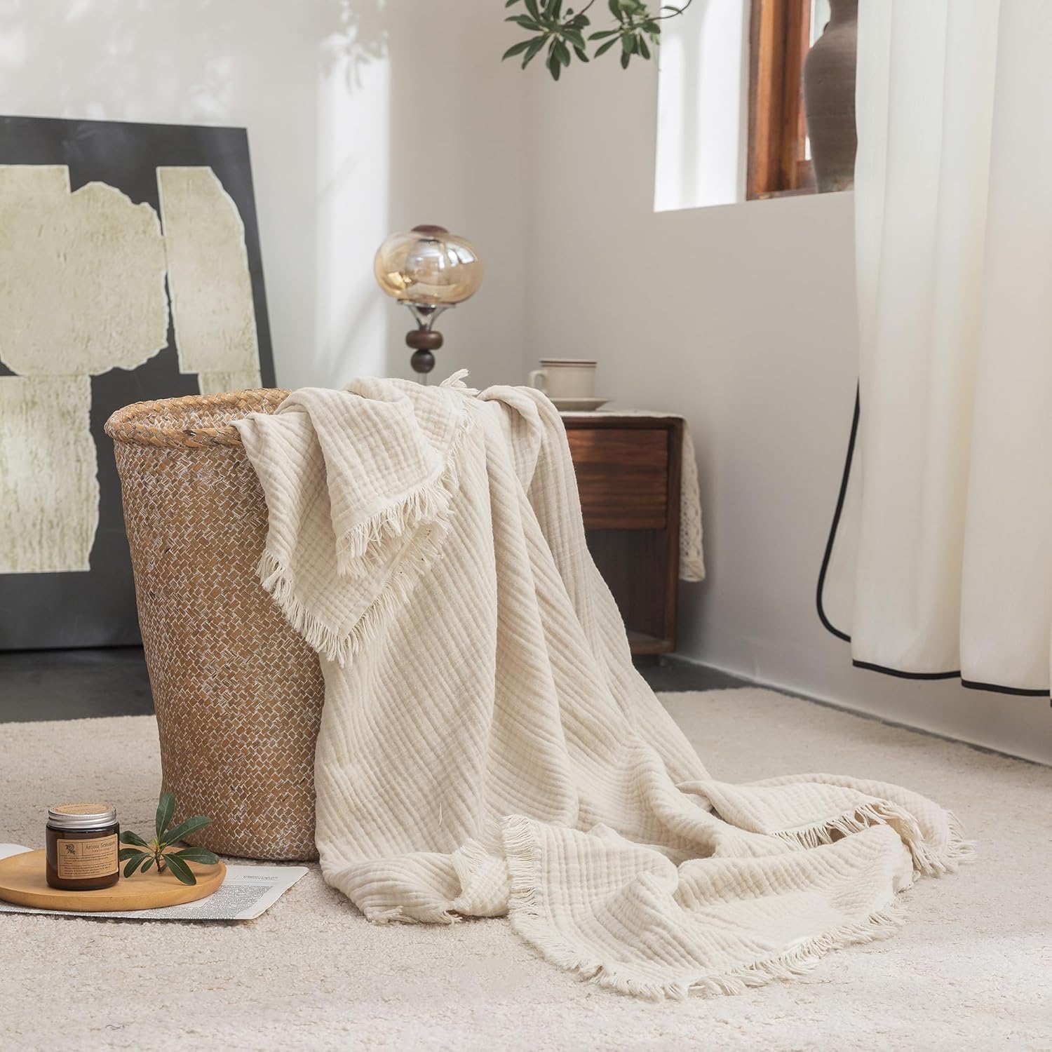 Beige Throw Pillow — 104" — Beige