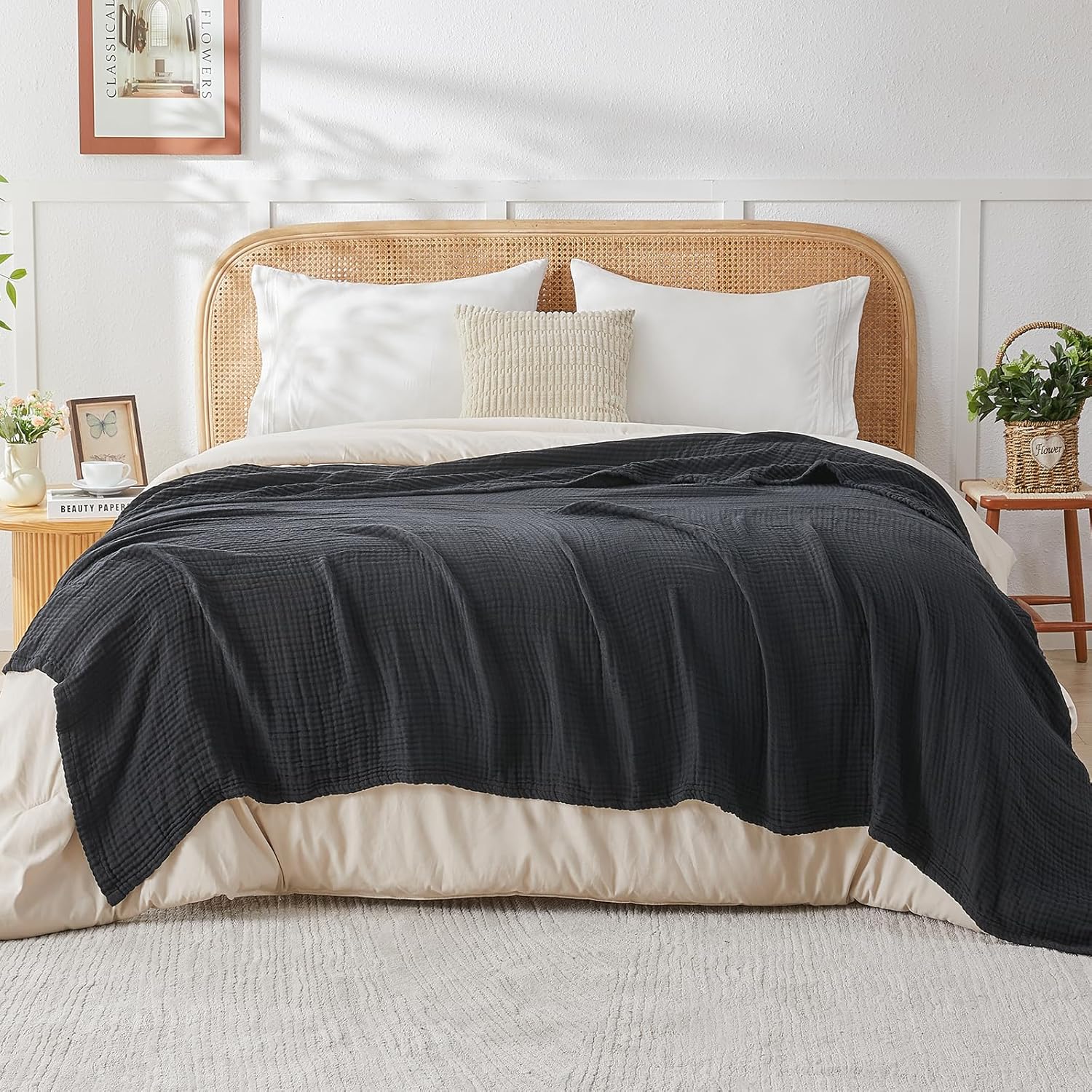 Beige Throw Pillow — 50" — Queen (90" x 90")