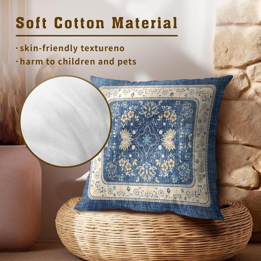 Boho Blue Throw Pillow Cover — 18" - View 5