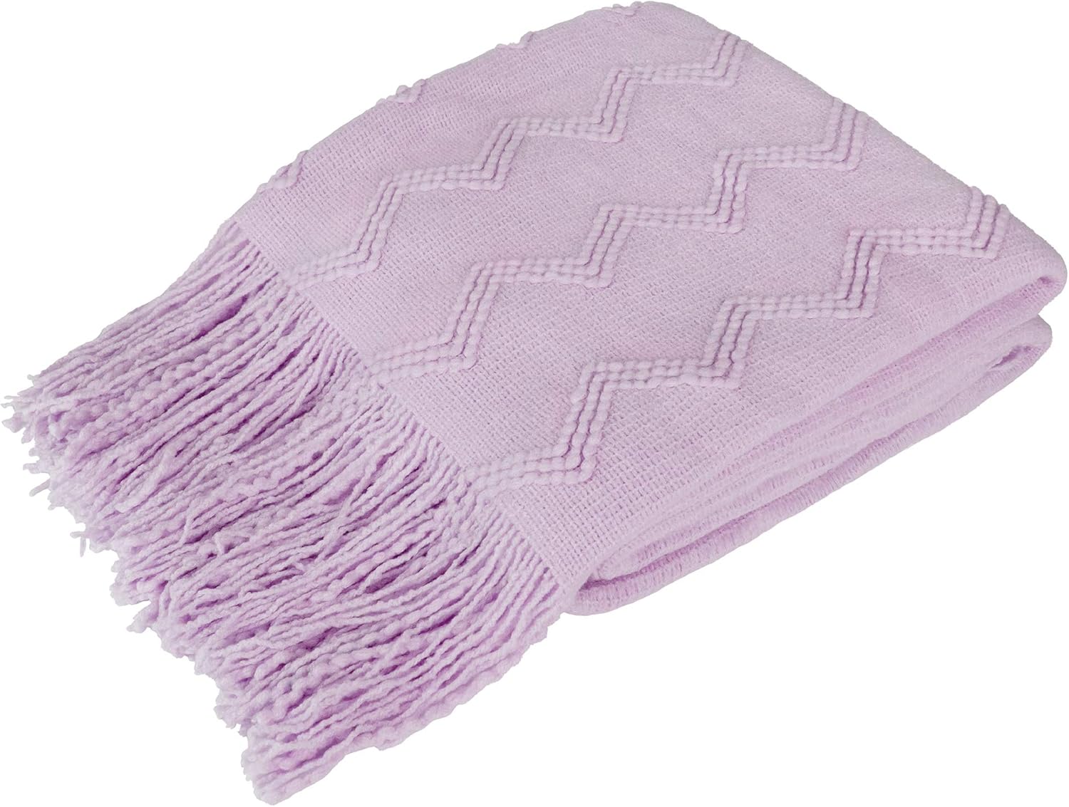 Knit Boho Beige Throw Pillow — 60" — Lavender Purple
