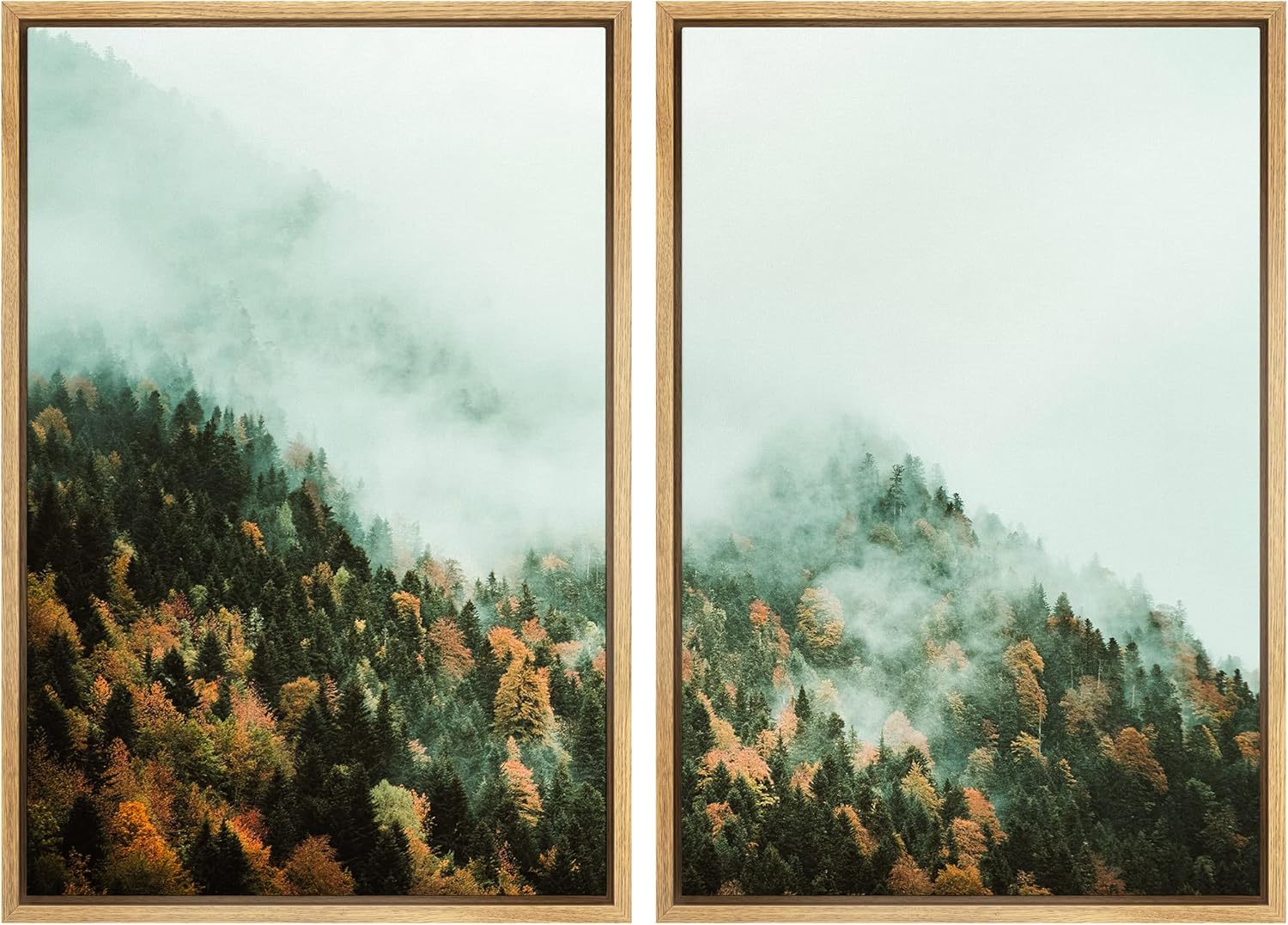 Framed Farmhouse Fabric Canvas Wall Art — 24" — 24" x 36" x 2 Panels NATURAL