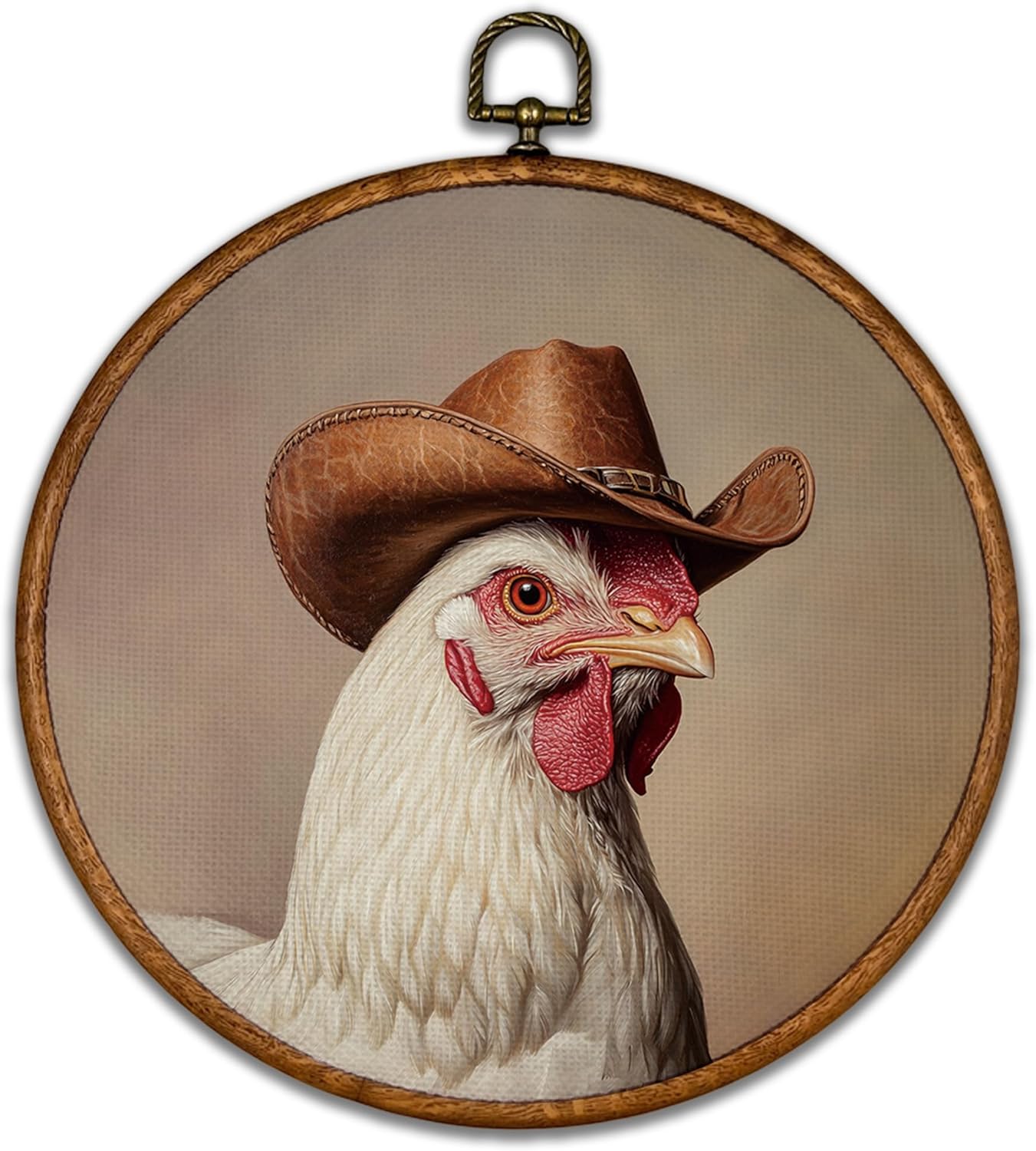 Vintage Farmhouse Fabric Wall Art — 10" — Chicken