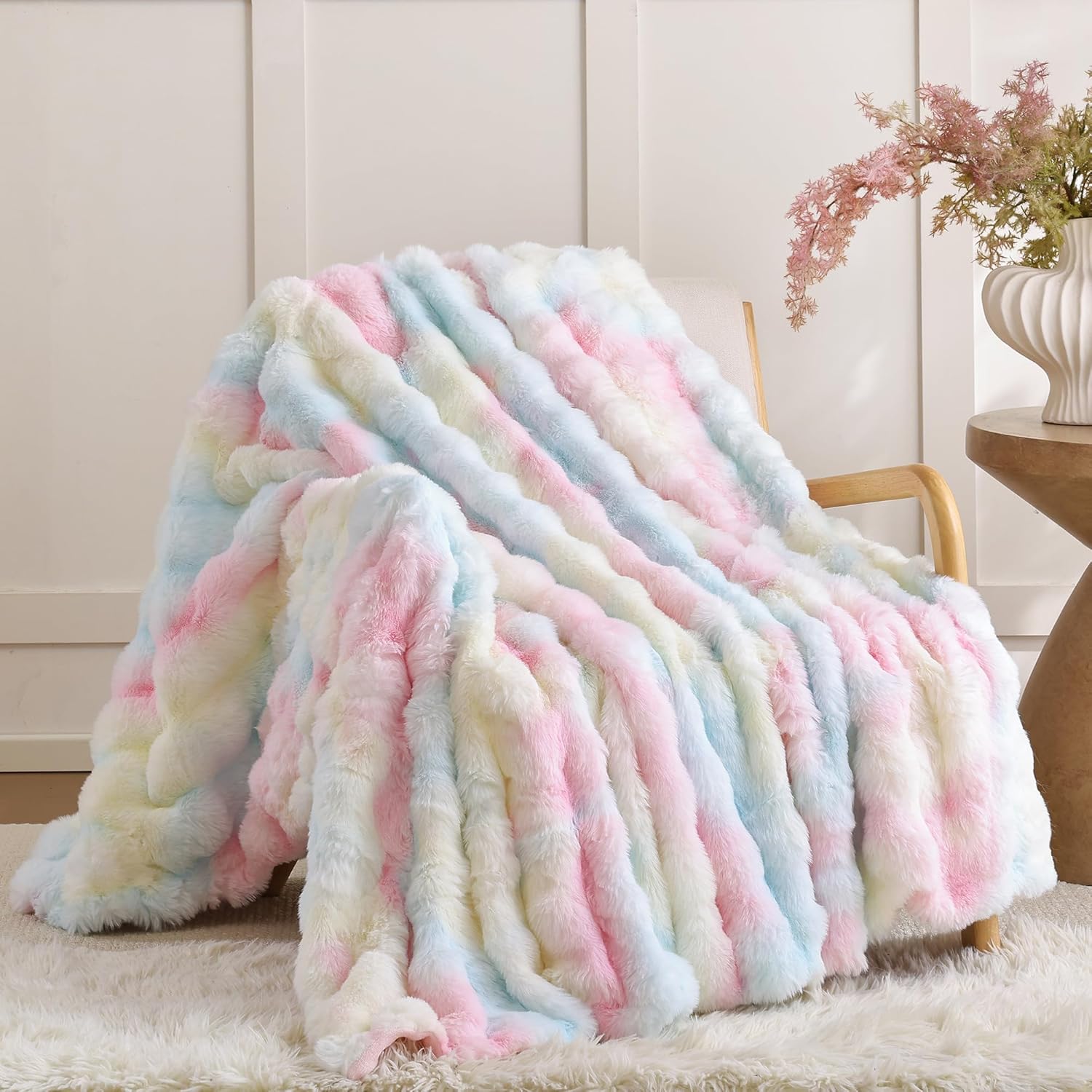 Luxe Beige Throw Pillow — 50" — Rainbow