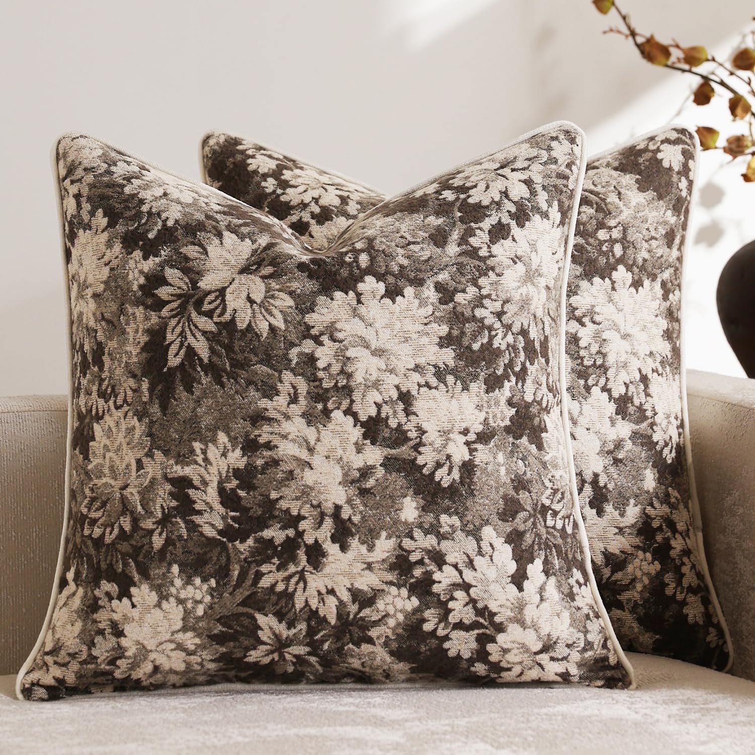 Chenille Boho Beige Throw Pillow — 26"