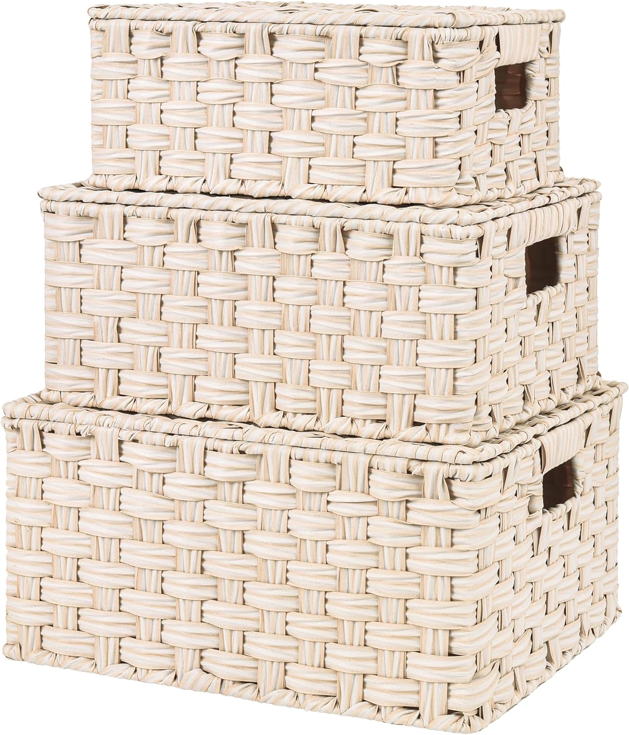 Boho Brown Woven Basket — Set of 3 — 3 Pack