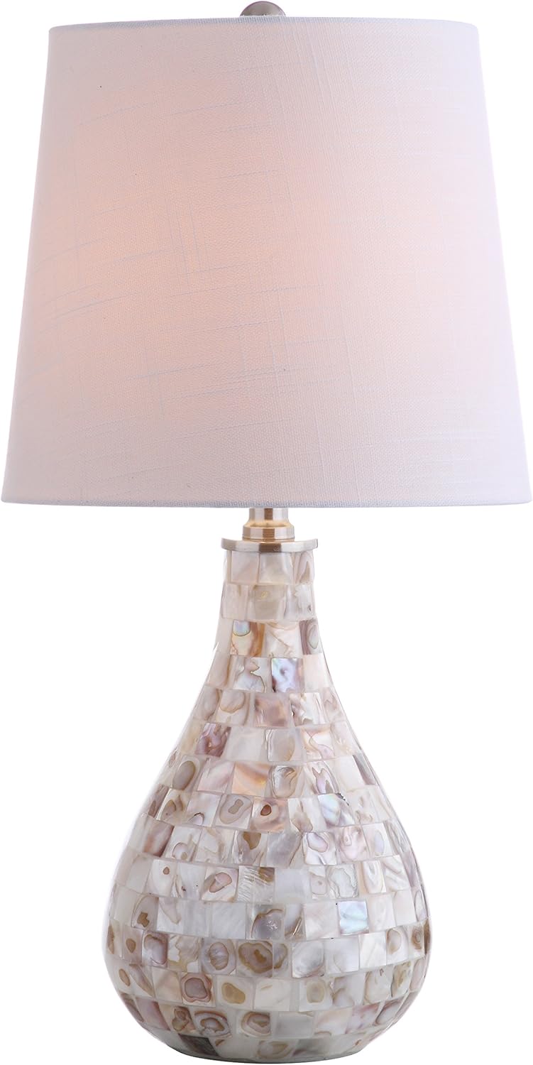 Linen Modern Grey Nightstand Lamp — 20.5" — Seashell