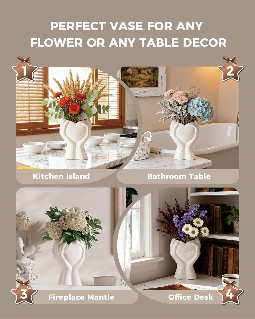 Modern Beige Flower Vase - View 6