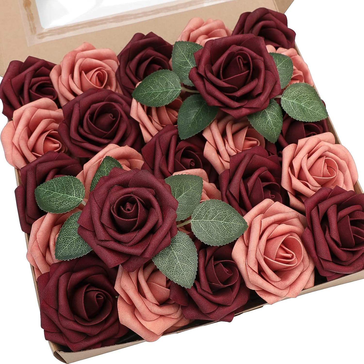 Beige Artificial Flowers — Burgundy & Pinky Cedar