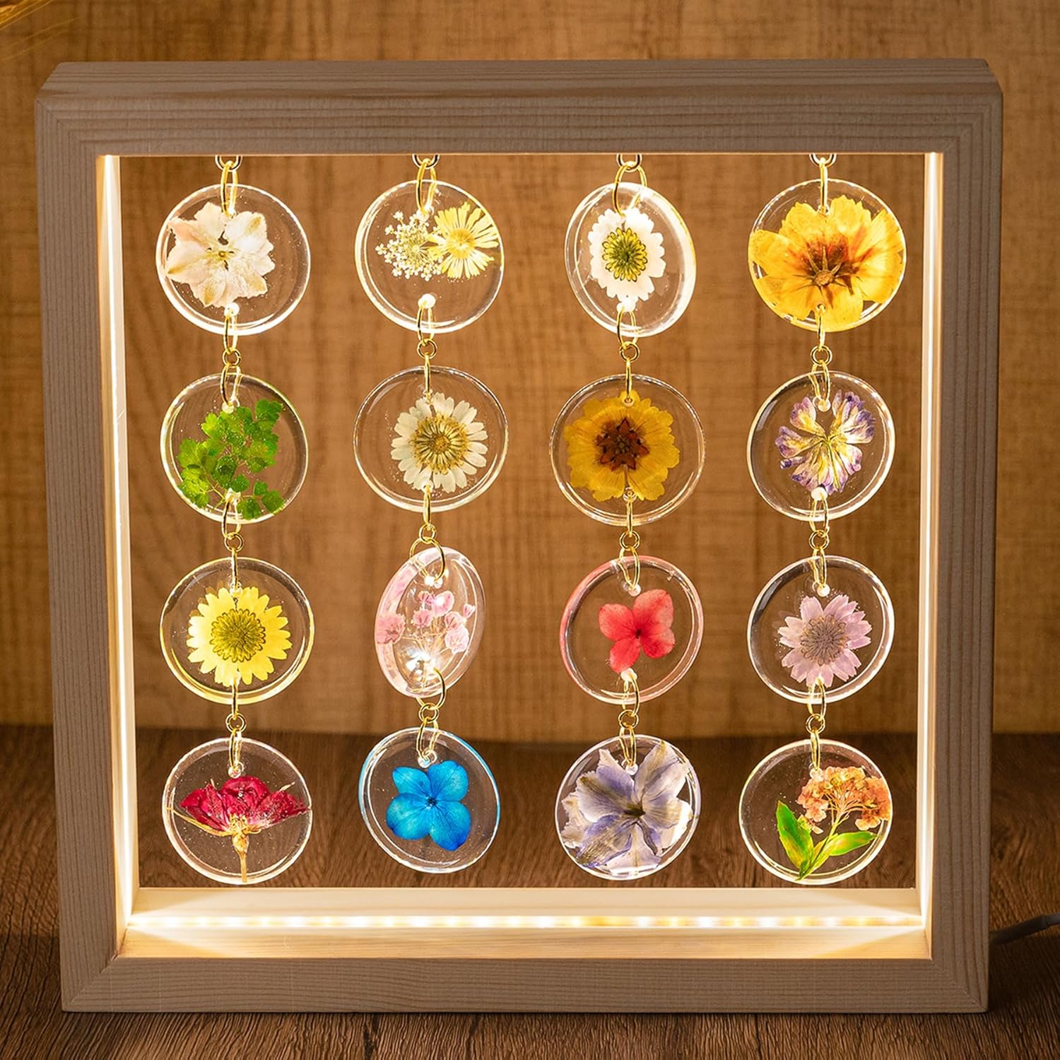 Dimmable Wood Bedside Lamp — 3X3 — 4X4 Circle Flower
