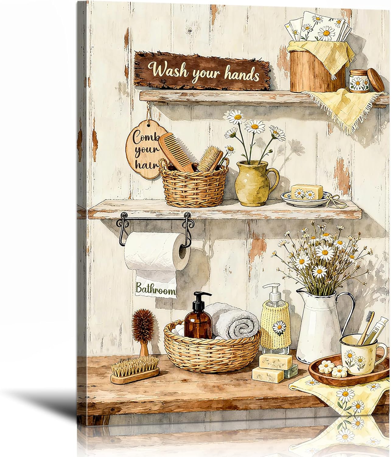 Wood Canvas Wall Art — 12" — Style-18