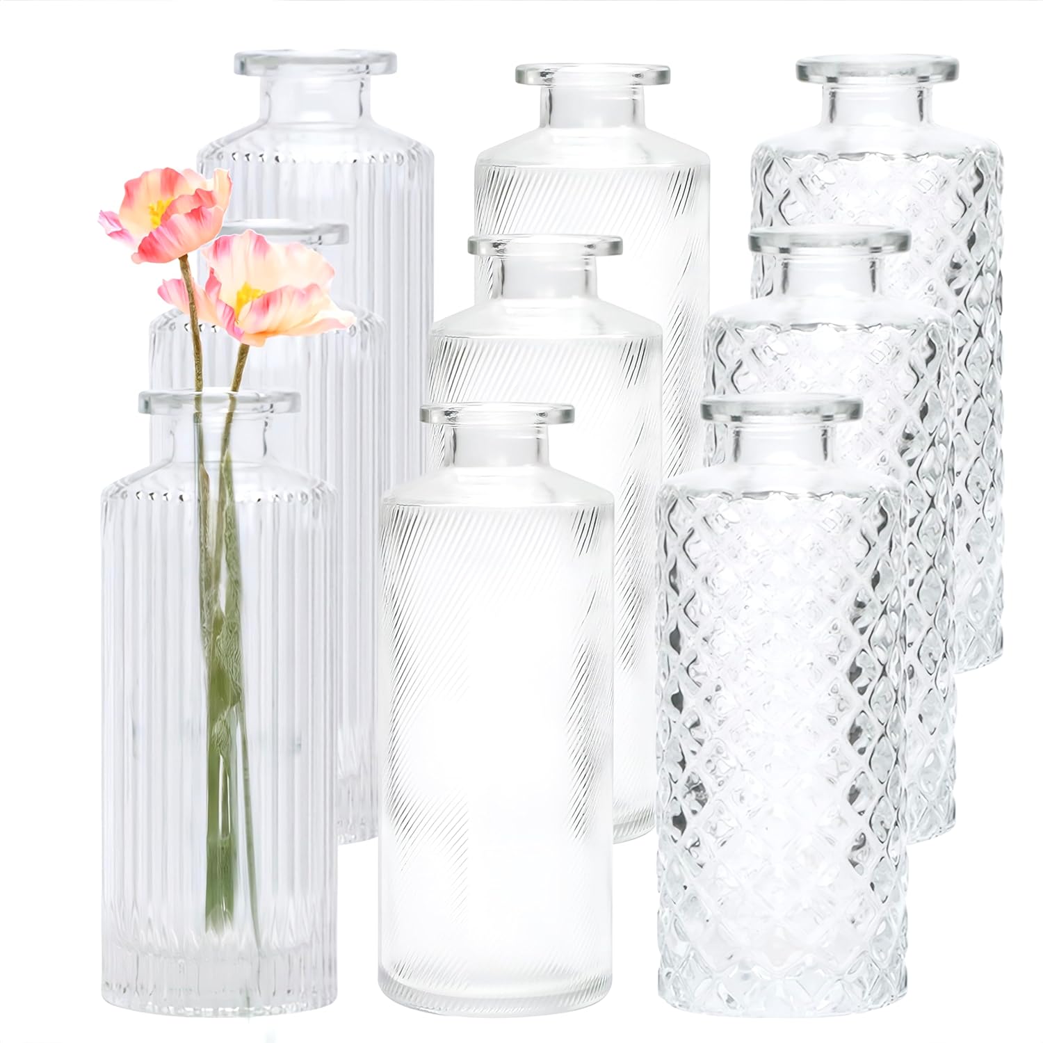 Farmhouse Black Flower Vase — Set of 32 — Clear
