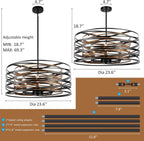 Round Farmhouse Black Chandelier — 6-Light - View 6